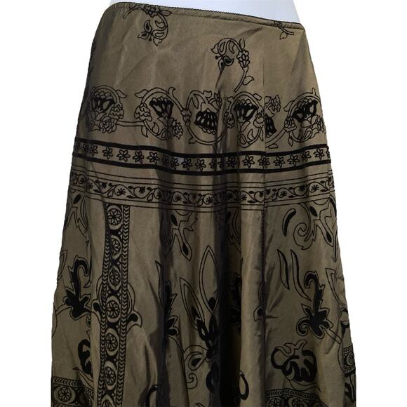 Vintage J.B.S. 90s Y2k Olive Black Velvet Romantic Preppy Goth Boho Skirt S/4 - Picture 3 of 6